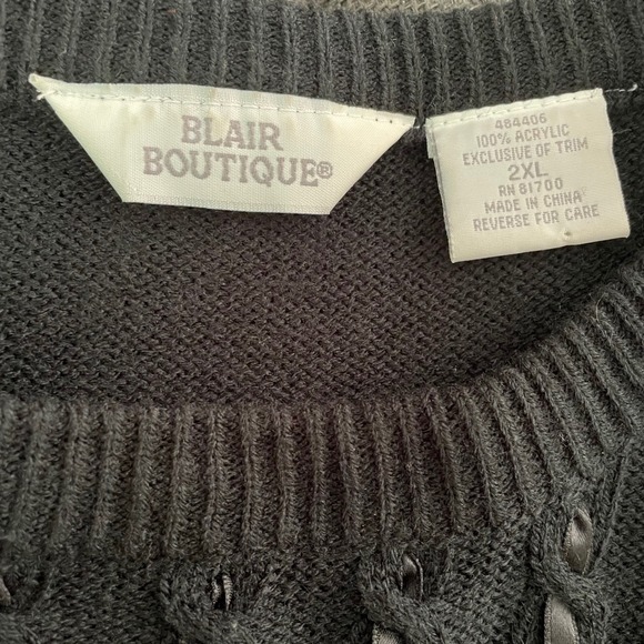 Blair Boutique Cable Knit Sweater w/ Ribbon Weave Whimsygoth Chic Grunge‎ 2XL - Picture 6 of 6